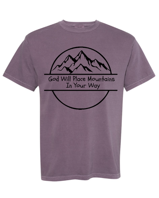God Will Place Mountains Adult Tee (Black Logo)