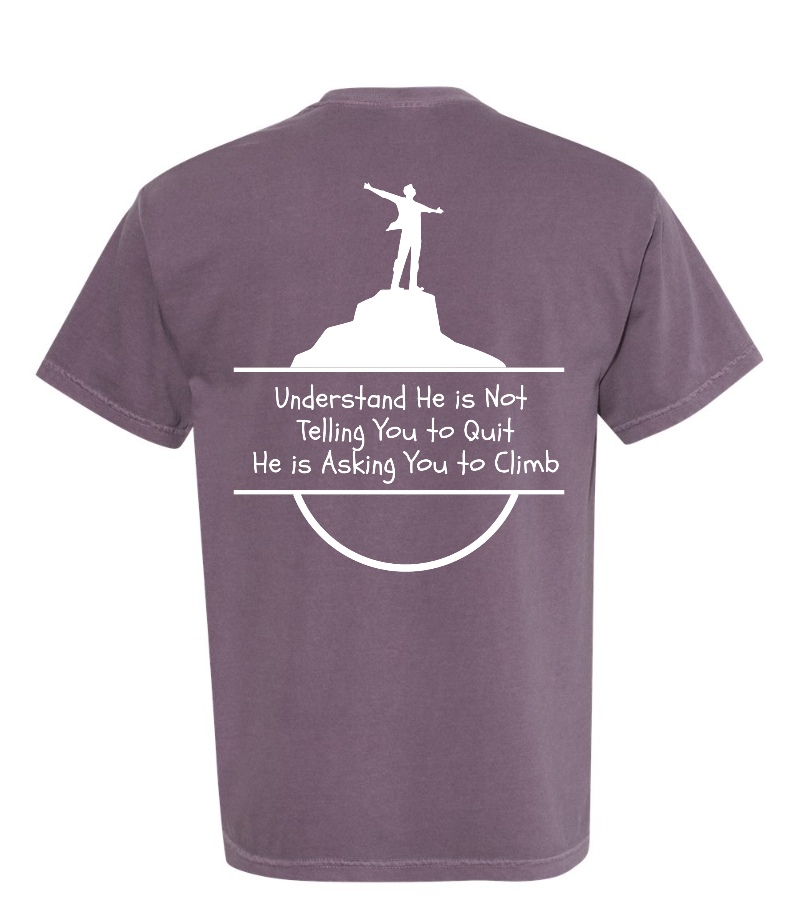 God Will Place Mountains Adult Tee (White Logo)