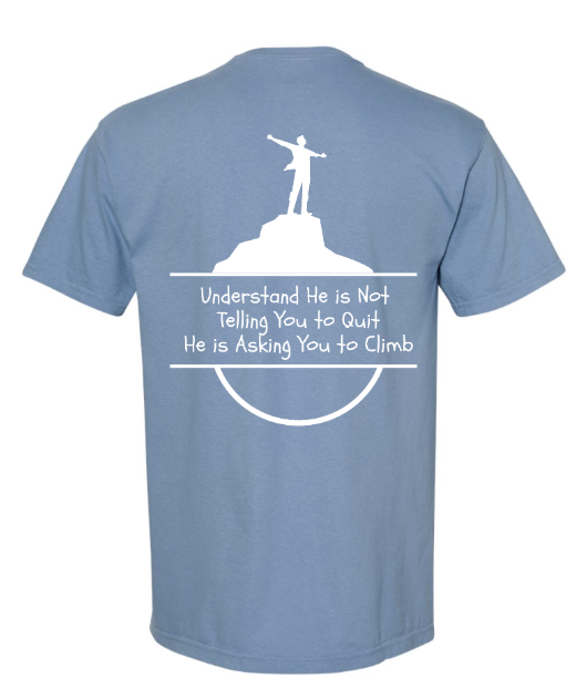 God Will Place Mountains Adult Tee (White Logo)