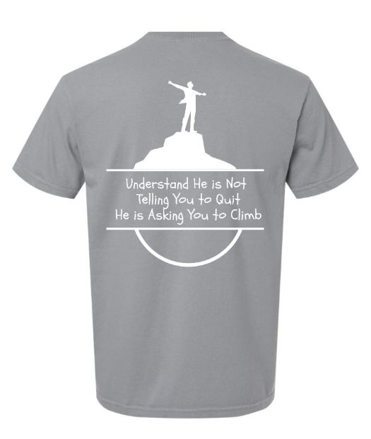 God Will Place Mountains Adult Tee (White Logo)