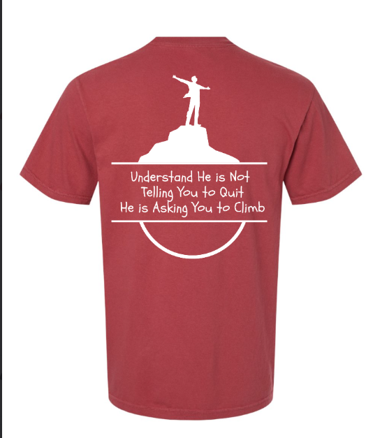 God Will Place Mountains Adult Tee (White Logo)