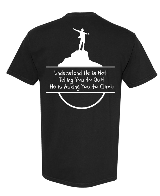 God Will Place Mountains Adult Tee (White Logo)