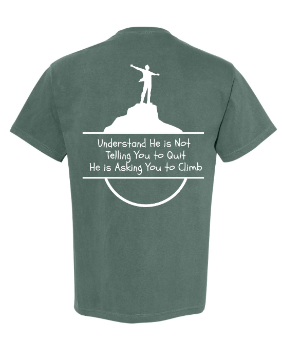 God Will Place Mountains Adult Tee (White Logo)